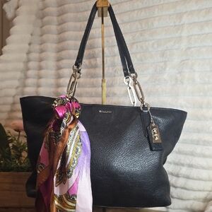 Coach Madison Black Pebble Leather Tote #26769 Includes Unbranded Purse Scarf